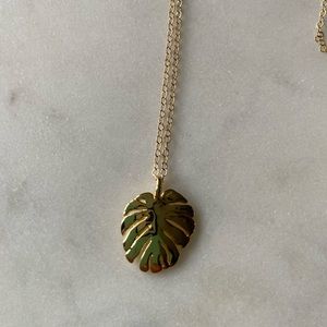 14k Gold Filled Monstera Leaf 18” Necklace